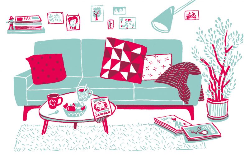 Die Illustration zeigt ein grünes Sofa.
