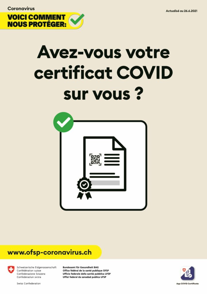Une image de l’OFSP avec la question: «Avez-vous votre certificat COVID sur vous?»